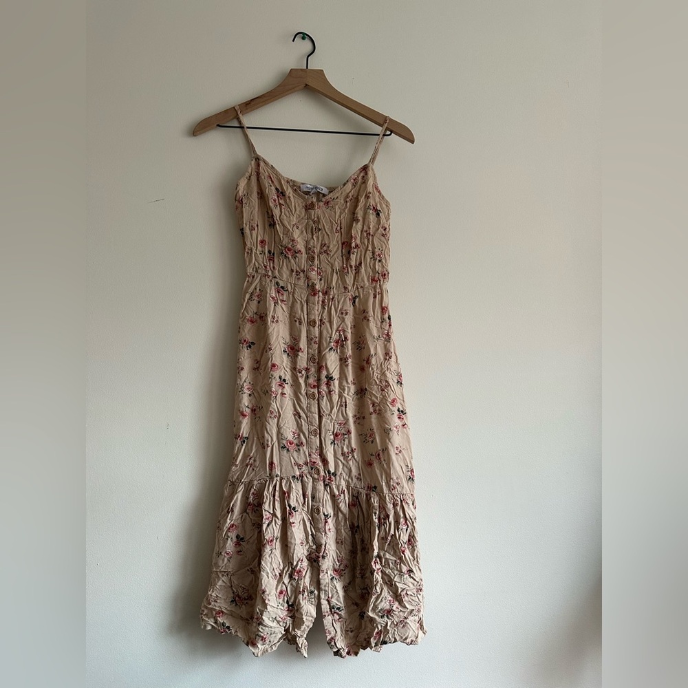 Mimi Chica Beige Floral Midi Dress